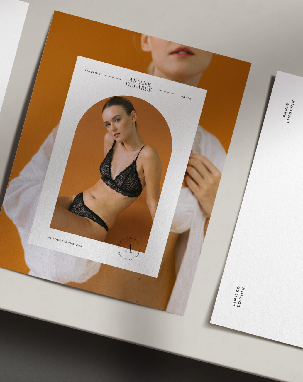Luxury postcard and branding for a lingerie brand Ariane Delarue