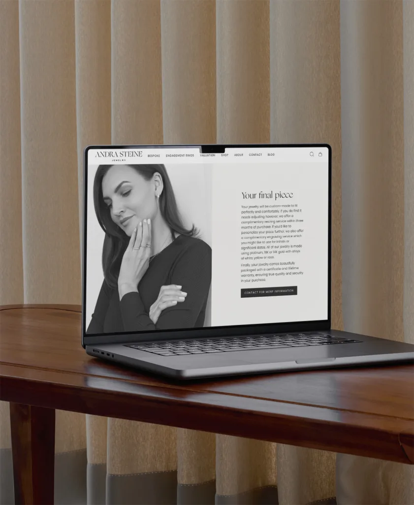 BESPOKE WEB DESIGN & for ANDRA STEINE jewelry designed by The Visual Corner studio